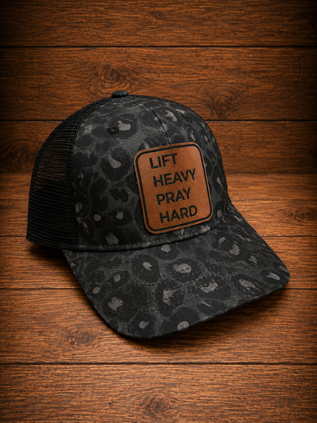 Christian Collection | Leather Patch Hat - Womens Lift Heavy Pray Hard