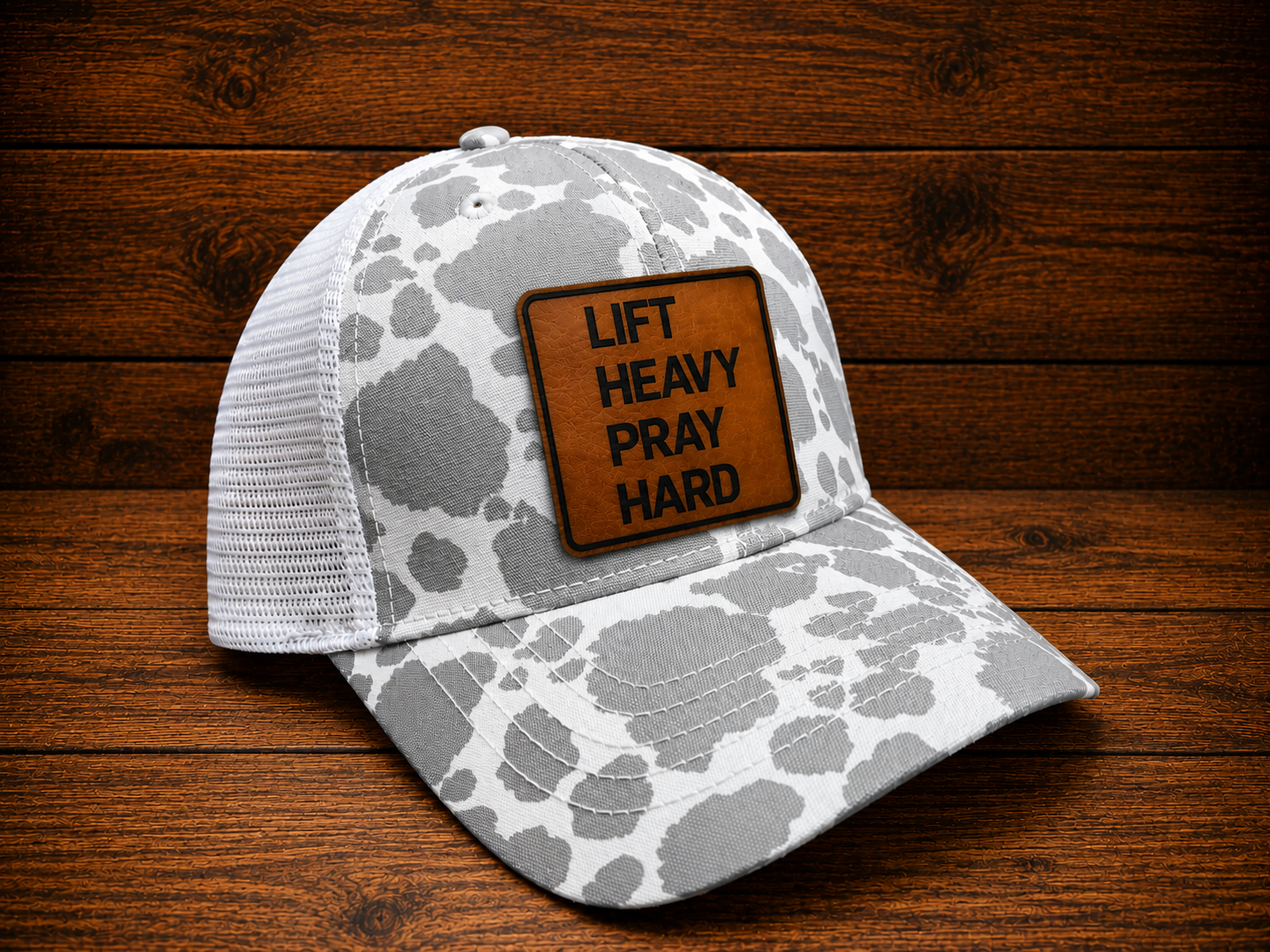 Christian Collection | Leather Patch Hat - Womens Lift Heavy Pray Hard
