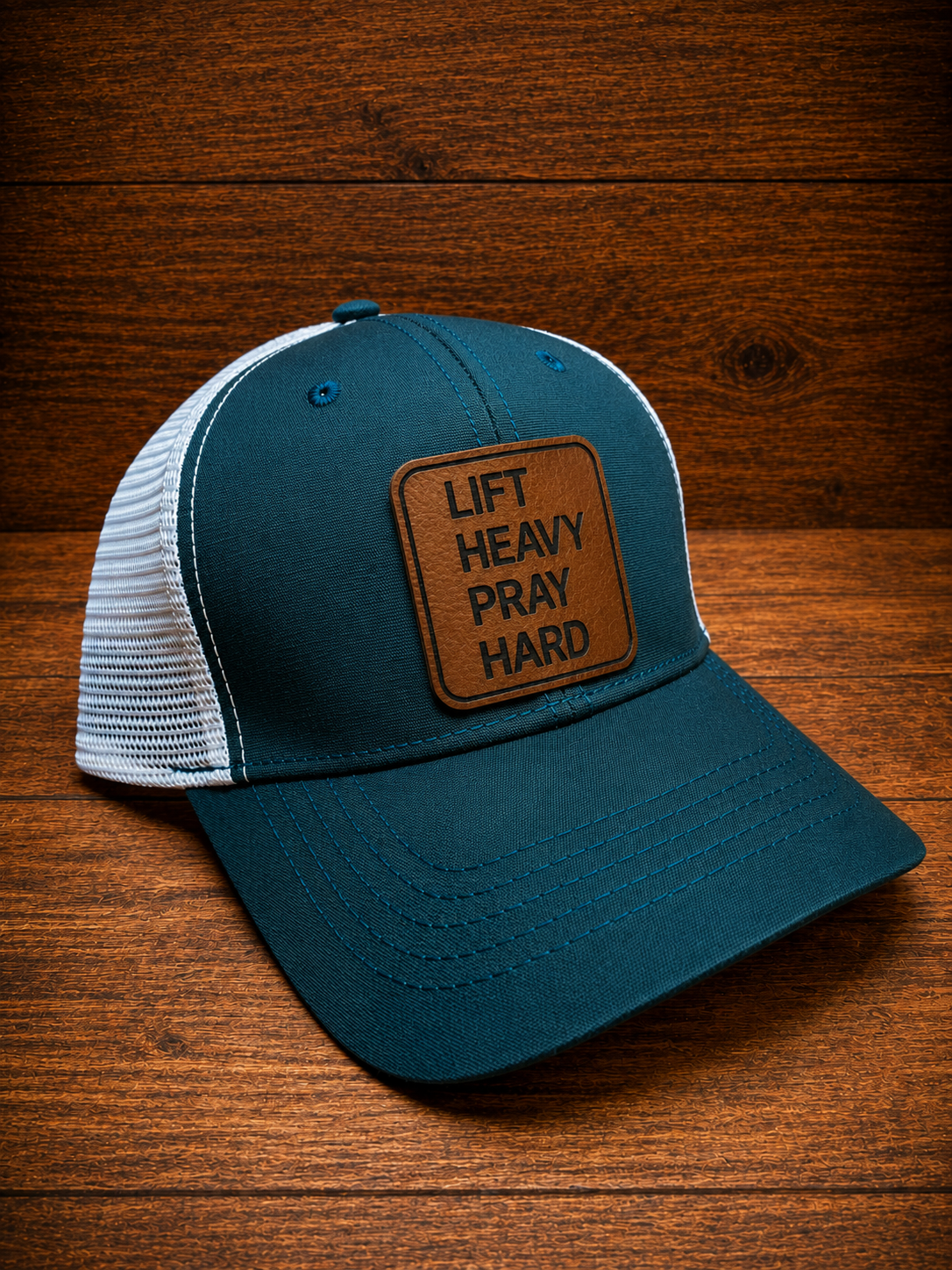 Christian Collection | Leather Patch Hat - Womens Lift Heavy Pray Hard