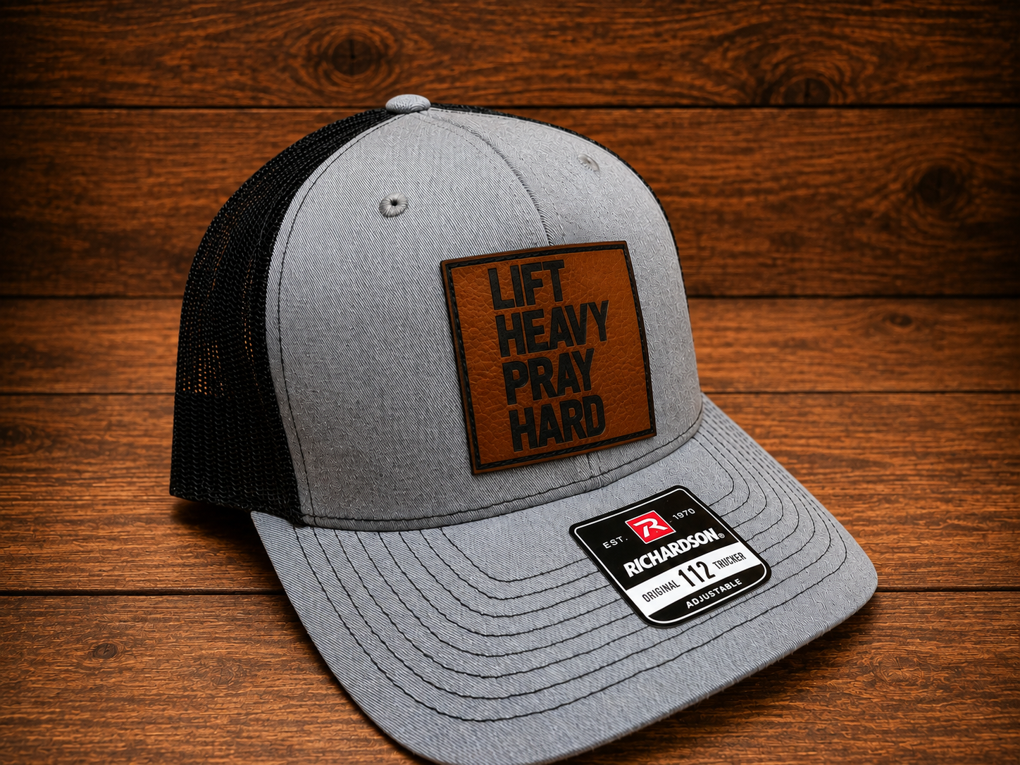 Christian Collection | Leather Patch Hat - Mens Lift Heavy Pray Hard