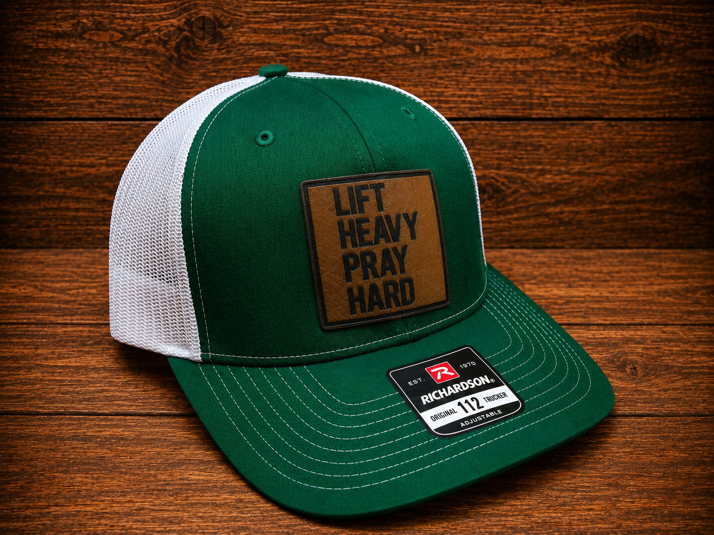 Christian Collection | Leather Patch Hat - Mens Lift Heavy Pray Hard