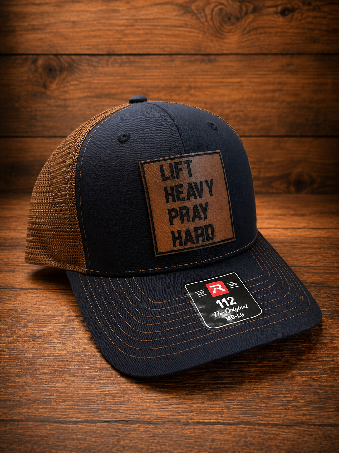 Christian Collection | Leather Patch Hat - Mens Lift Heavy Pray Hard